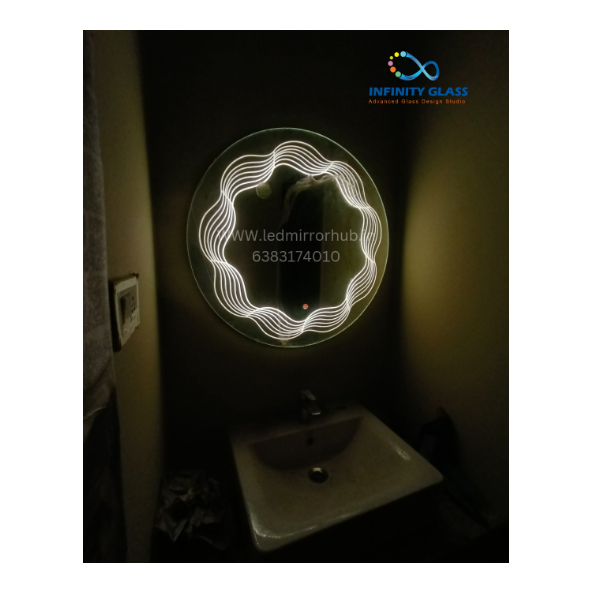 24 inch Round Shaped Sprinkle Designed Led Mirror BM - 08
