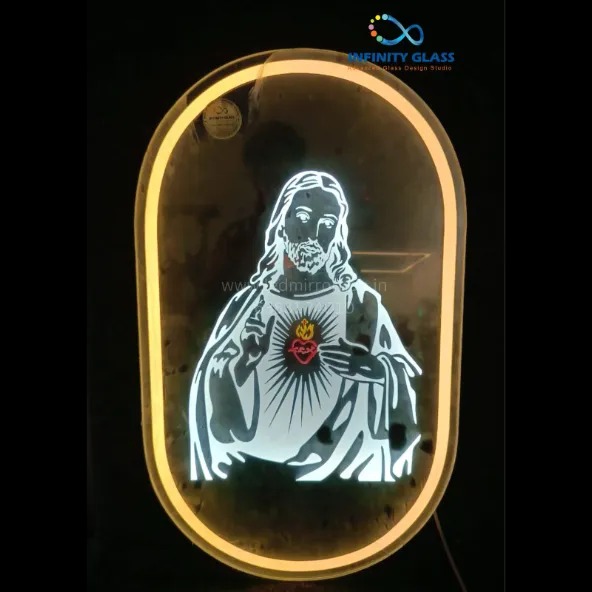 Jesus Capsule shape design led mirror for home 30"x20" LH61