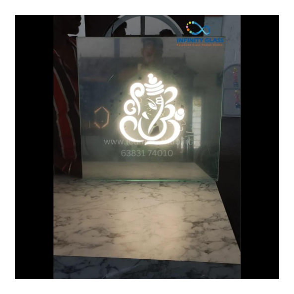 Vinayagar Designed Square Shaped LED Mirror DM - 16
