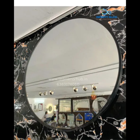 Stylish 2'2 Round Black Frame Mirror LH144