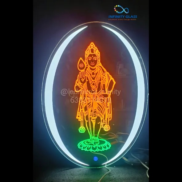 God Murugan Oval shape Led mirror for home & temple 2'x1.5' LH74