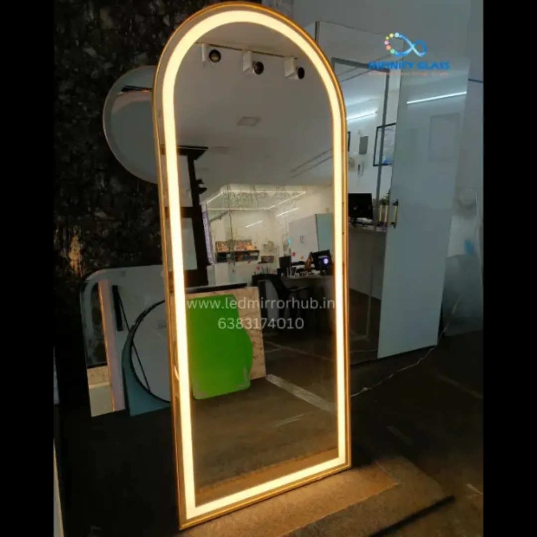 Discover Modern Golden Frame Ledmirror 6'x2.5' 3 Colour LH135