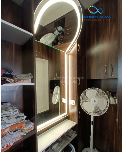 Top Arch Half Bend Rectangular Shaped Led Mirror WM - 13