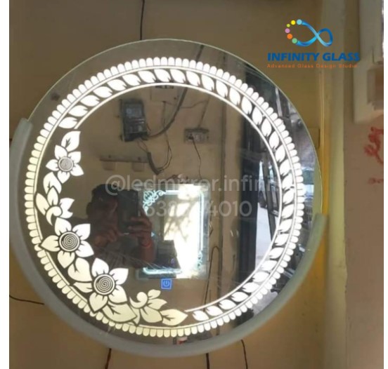 18 inch Round Flower Designed Led Mirror DM - 06