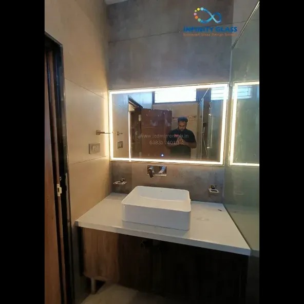 Vanity Rectangle led mirror for toilet and washroom with defogger in your home LH57