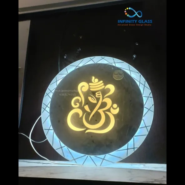 God ganesha design Round Led mirror 18"dia LH63