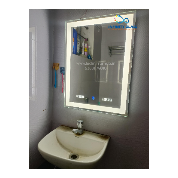 4*4 Matrix Square Shaped With Name  Led Mirror  BM - 50