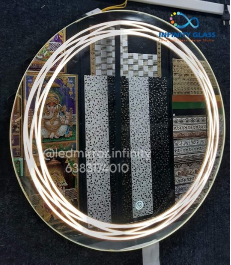 Wrinked Designed Round Shaped Led Mirror BM - 35