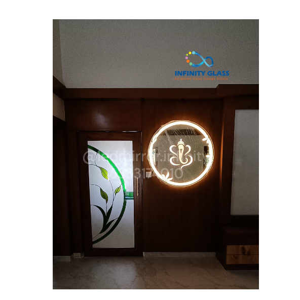 Vinayagar Designed Round Shaped LED Mirror DM - 14