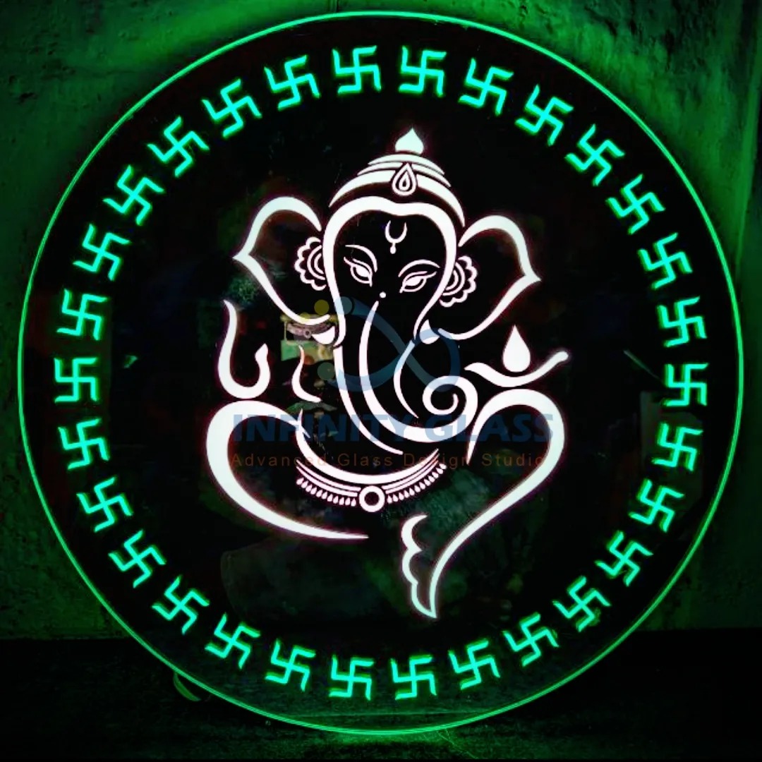 God ganesha Round design Led mirror for home 18"dia LH68