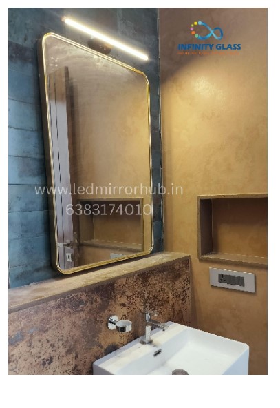 Golden Framed Rectangular Shaped Led Mirror FM - 01