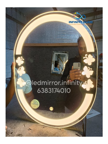 Oblong Shaped Butterfly Designed Led Mirror DM - 26
