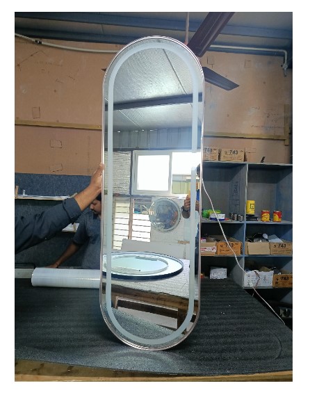 Oblong Shaped With Rose Gold Frame Led Mirror WM - 14