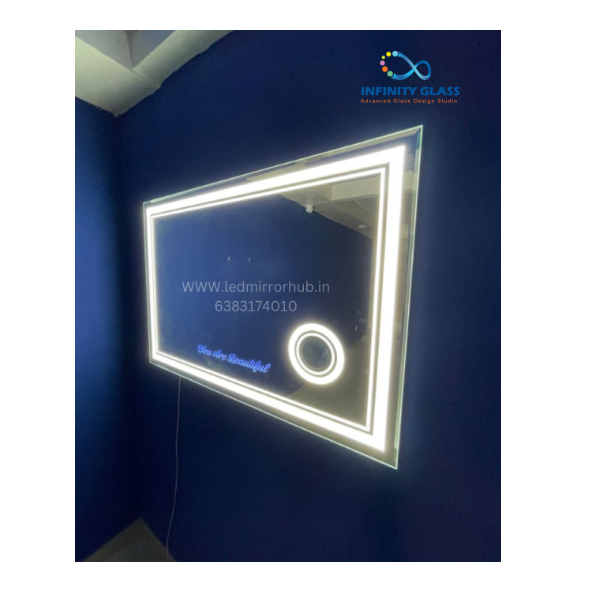 Rectangular shaped Corner Circle Designed Led Mirror BM - 12