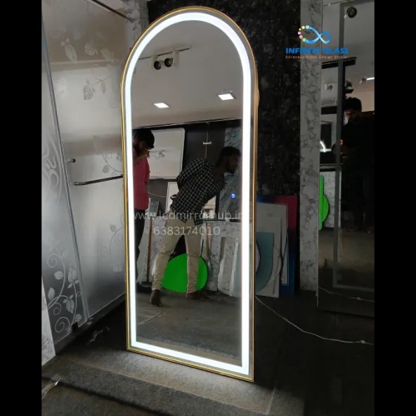 Discover Modern Golden Frame Ledmirror 6'x2.5' 3 Colour LH135
