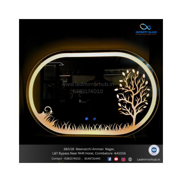 Capsule Shaped Tree Designed Led Mirror BM - 02