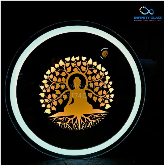 Buddha Designed Round Shaped Led Mirror 18"*18" -  DI - M - 01
