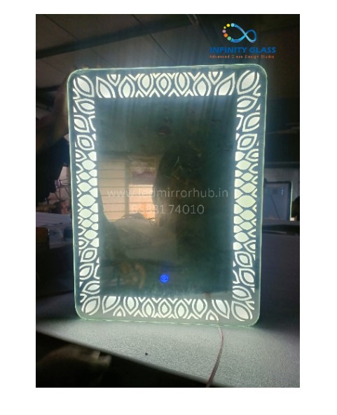 4 Side Curved Corner 2 inch Designed Square Shaped Led Mirror BM - 11